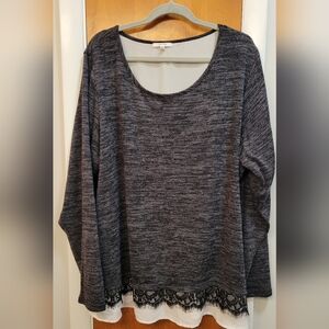 Maurices Gray/Black Split Back Sweater - Size 3